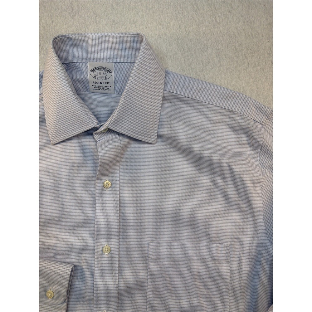 Brooks Brothers Regent 1818 Gray Blue Stripes Dress Shirt 15 1/2/33 Long Sleeve